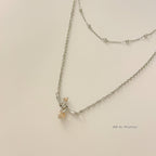 Double layered chain necklace