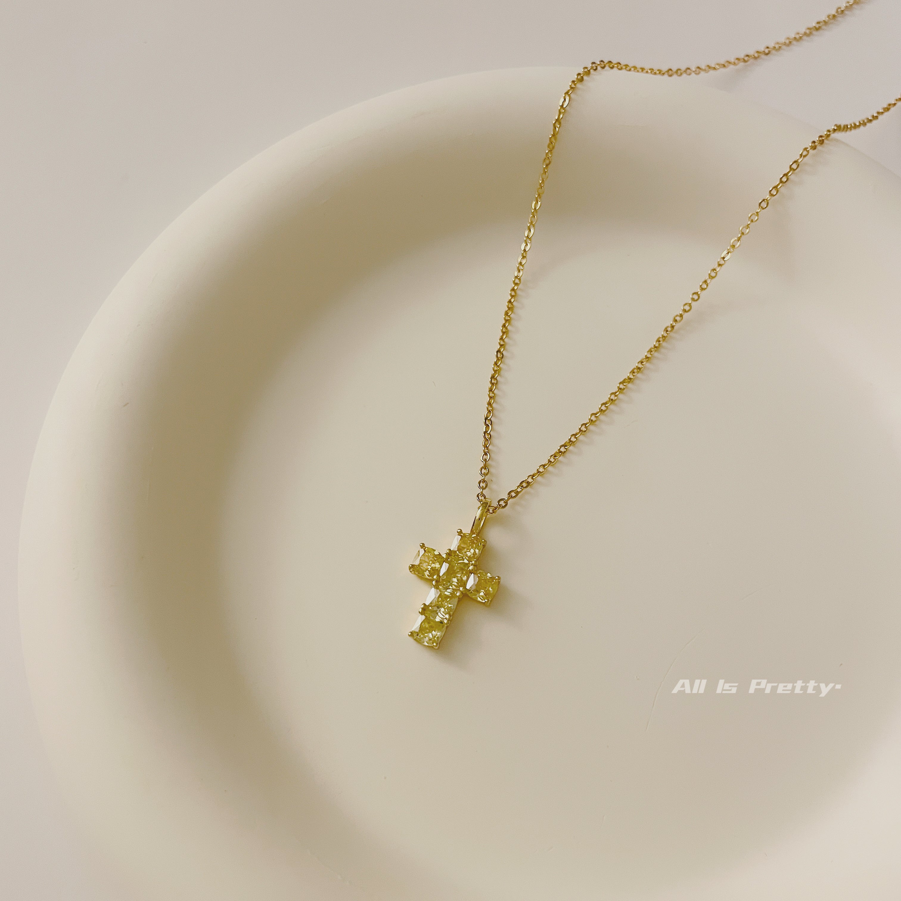 Citrine cross pendant necklace