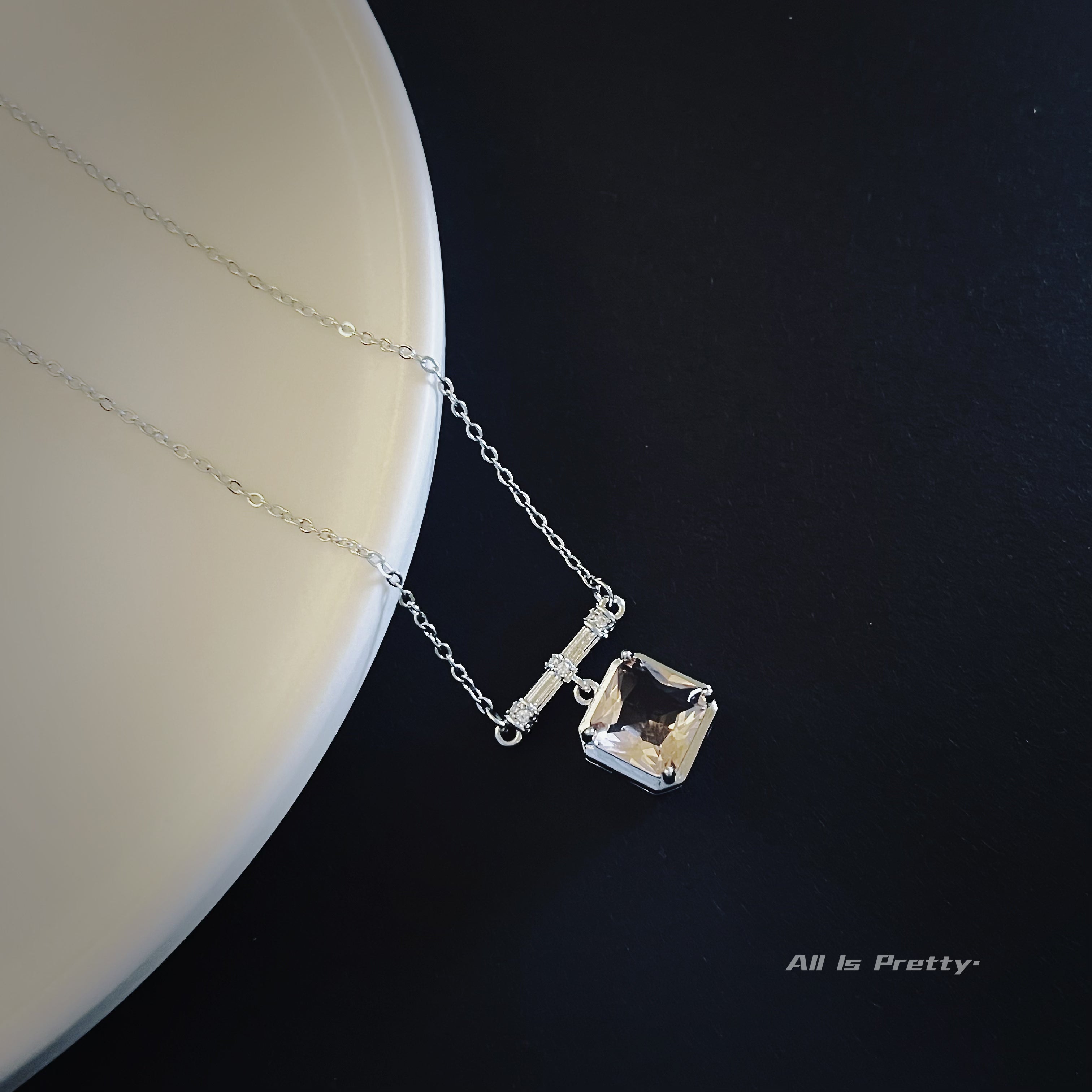 Crystal cube pendant necklace