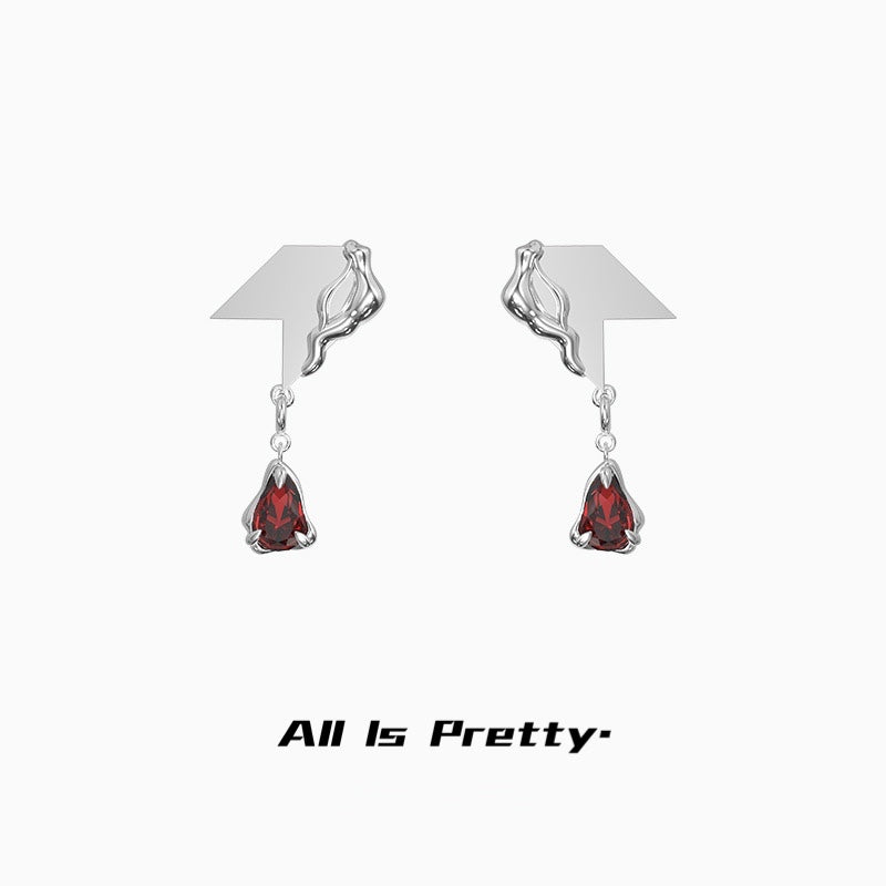 Red gem geometric earrings