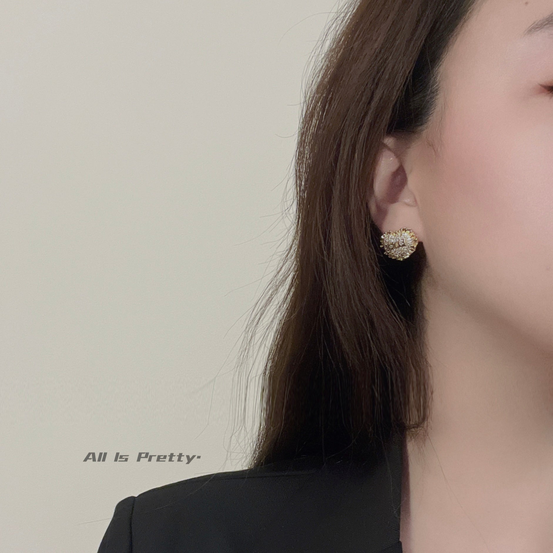 Crystal stars heart studded earrings