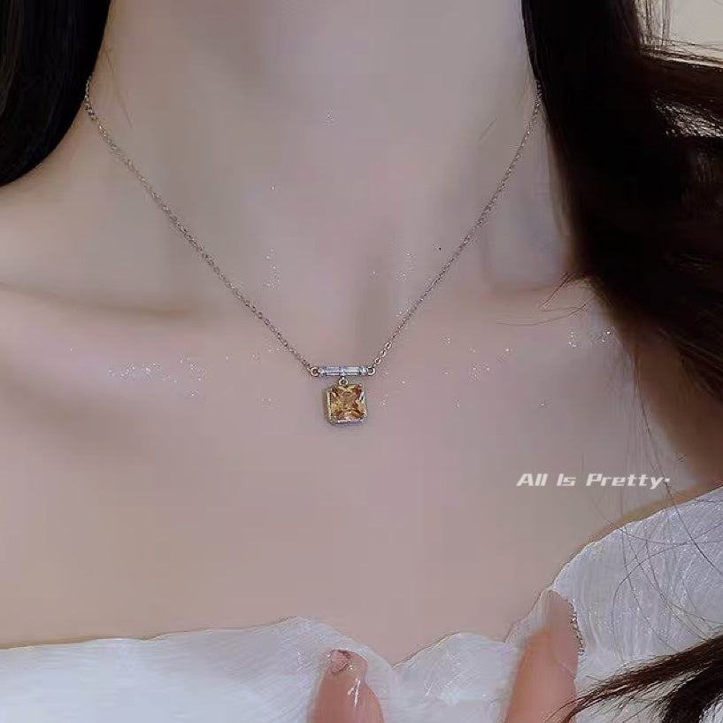 Crystal cube pendant necklace