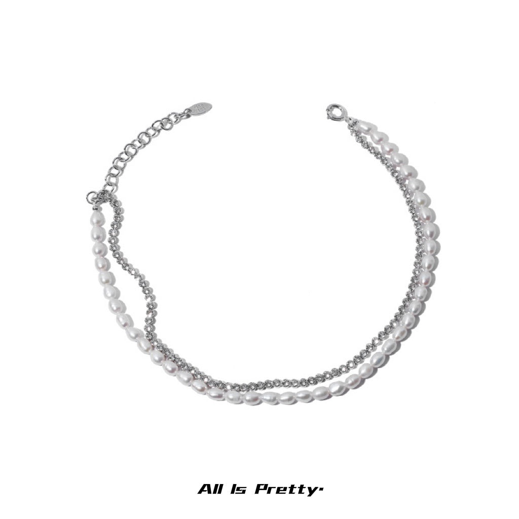 Double layered fresh water pearls necklace
