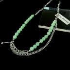 Double layered jade chain necklace