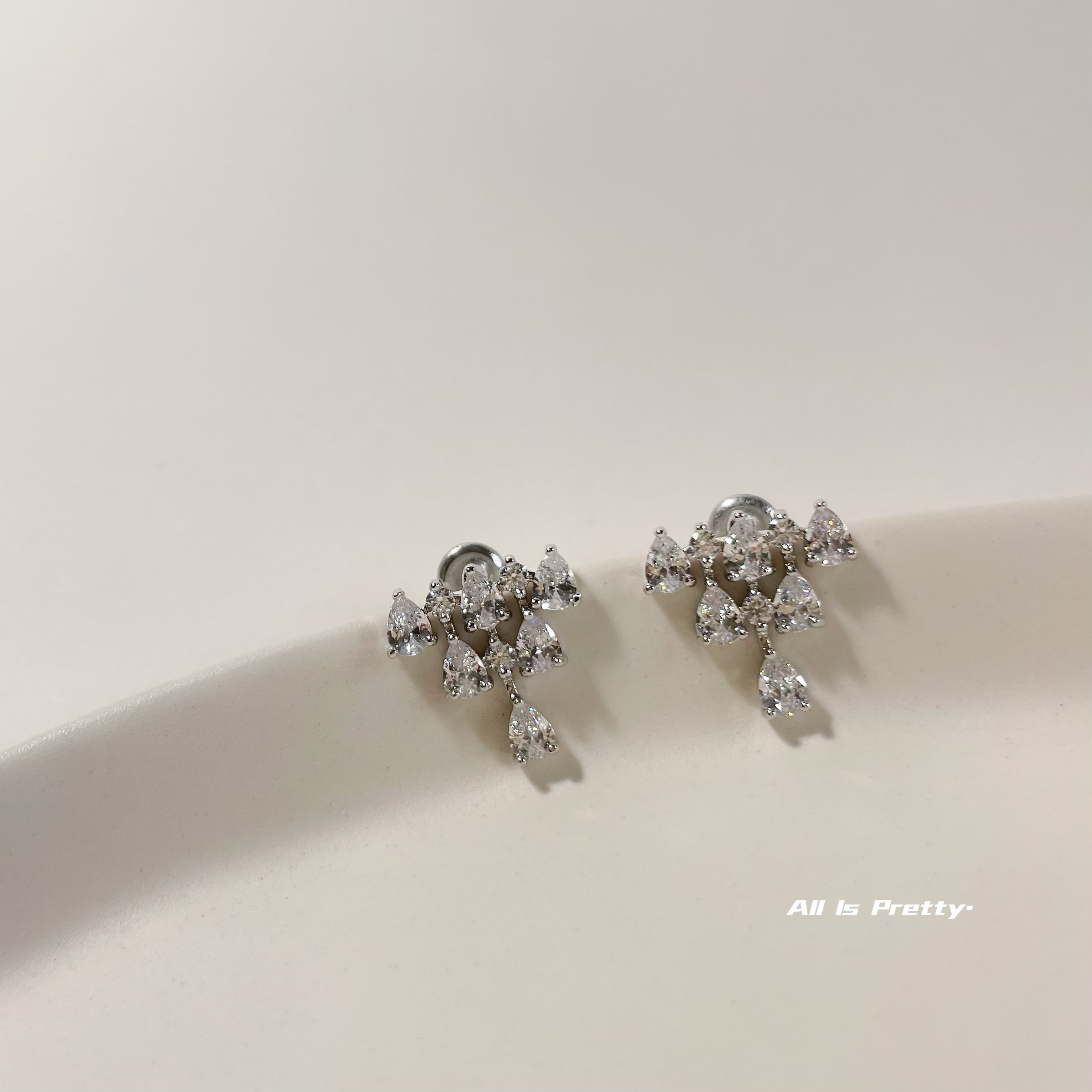 Crystal gold plated studded earrings