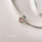 Pink heart crystal chain ring